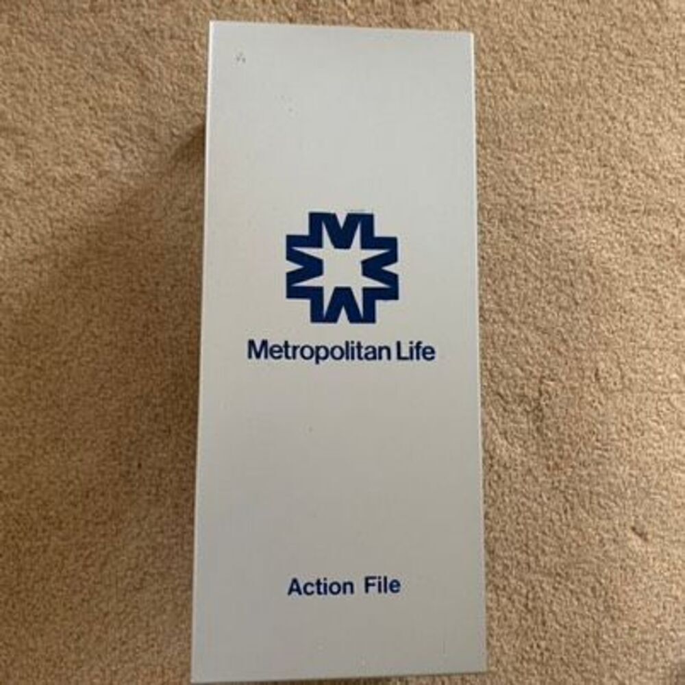 Vintage Metropolitan Life Action File Metal Storage Box
